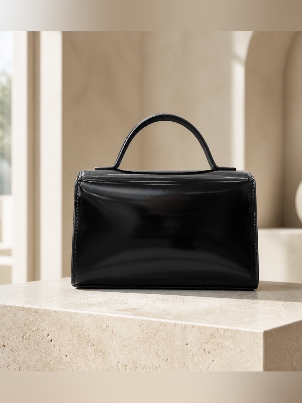 Tory Burch Black Patent Top-Handle Women’s Mini Handbag - Picture 5 of 10